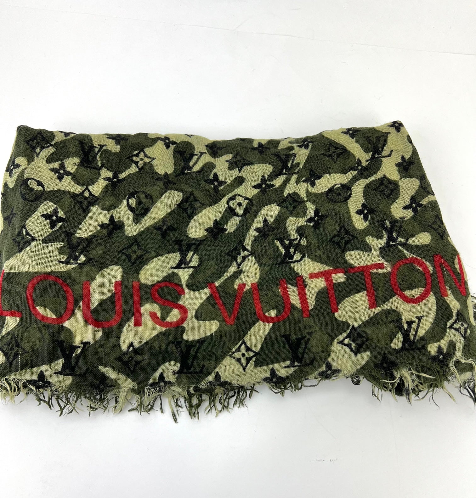 LOUIS VUITTON Green TAKASHI MURAKAMI Monogramouflage Shawl Stole Scarf