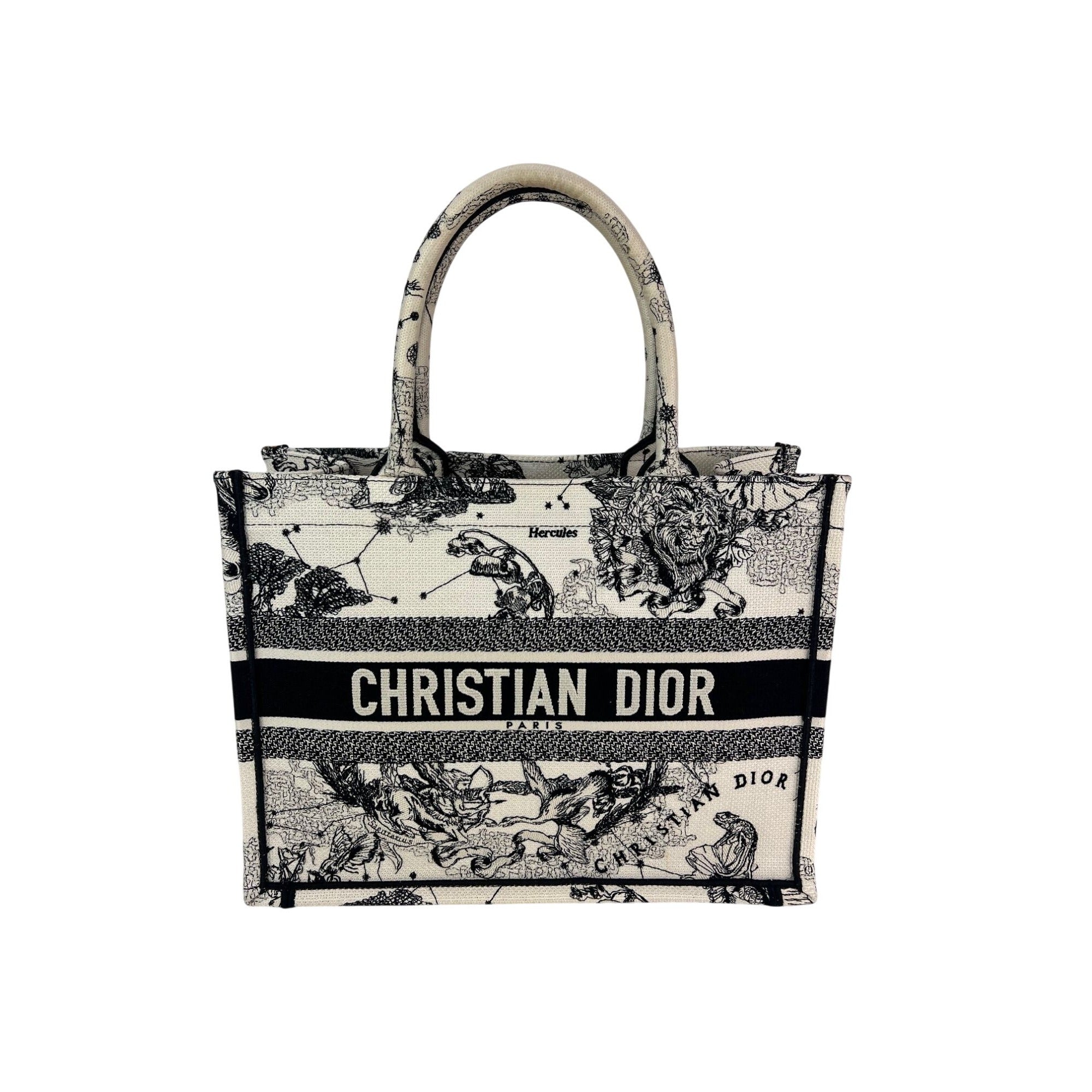 Túi vải canvas thêu hình ngôi sao và dấu hiệu cỡ trung của Christian Dior màu đen