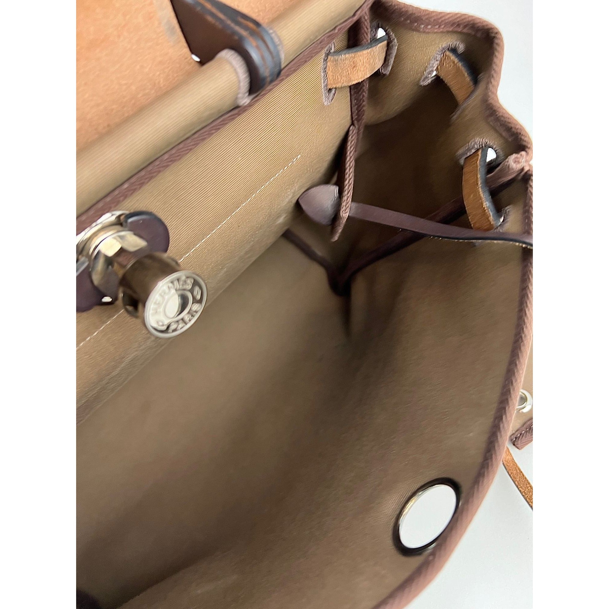 Hermes Toile Vache Hunter Herbag zip 31 PM Túi đeo vai Etoupe Ebene
