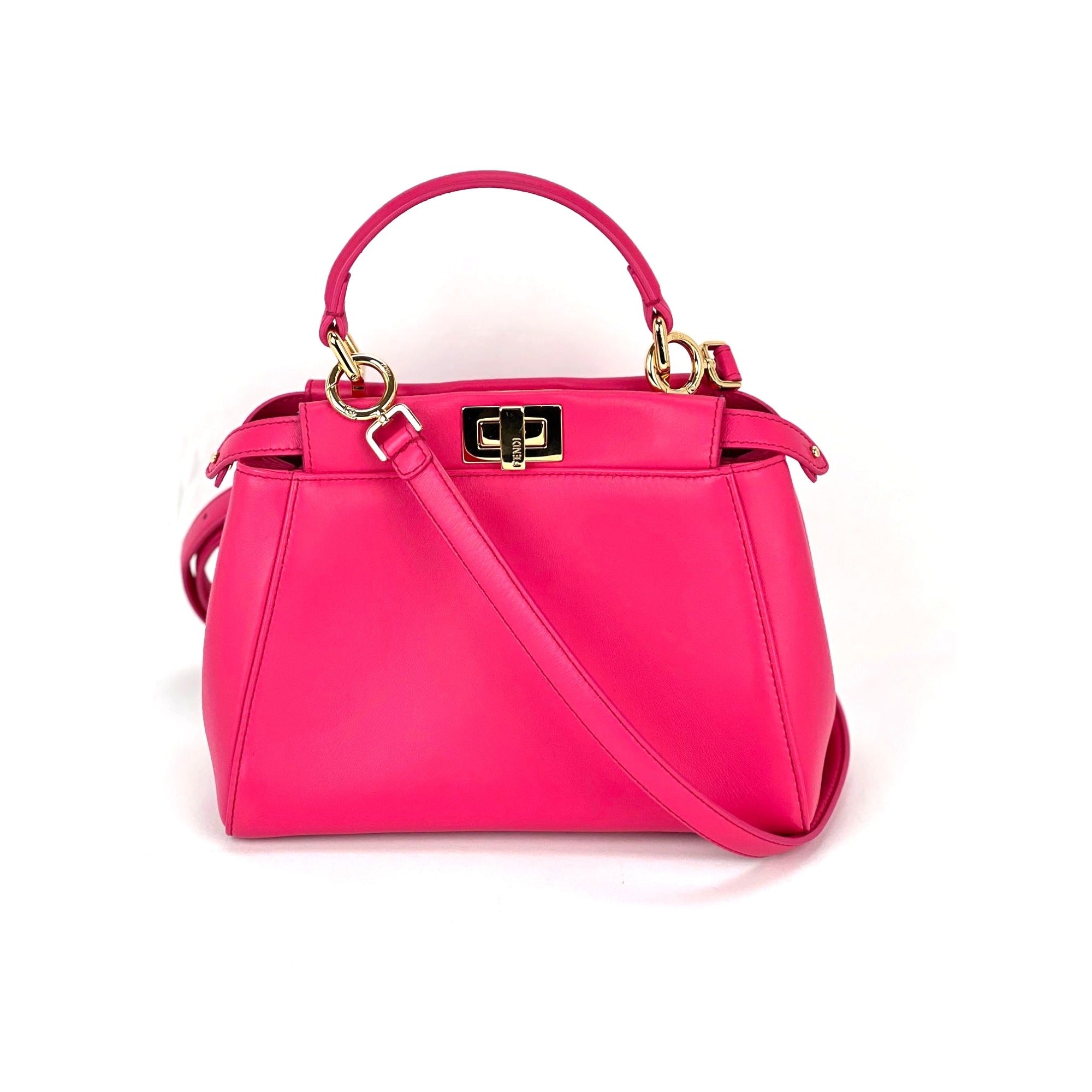 Túi đeo vai Fendi Mini Peekaboo màu hồng bằng da