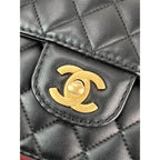 Túi đeo vai Chanel Calfskin Quilted Strap into Flap Black Burgundy