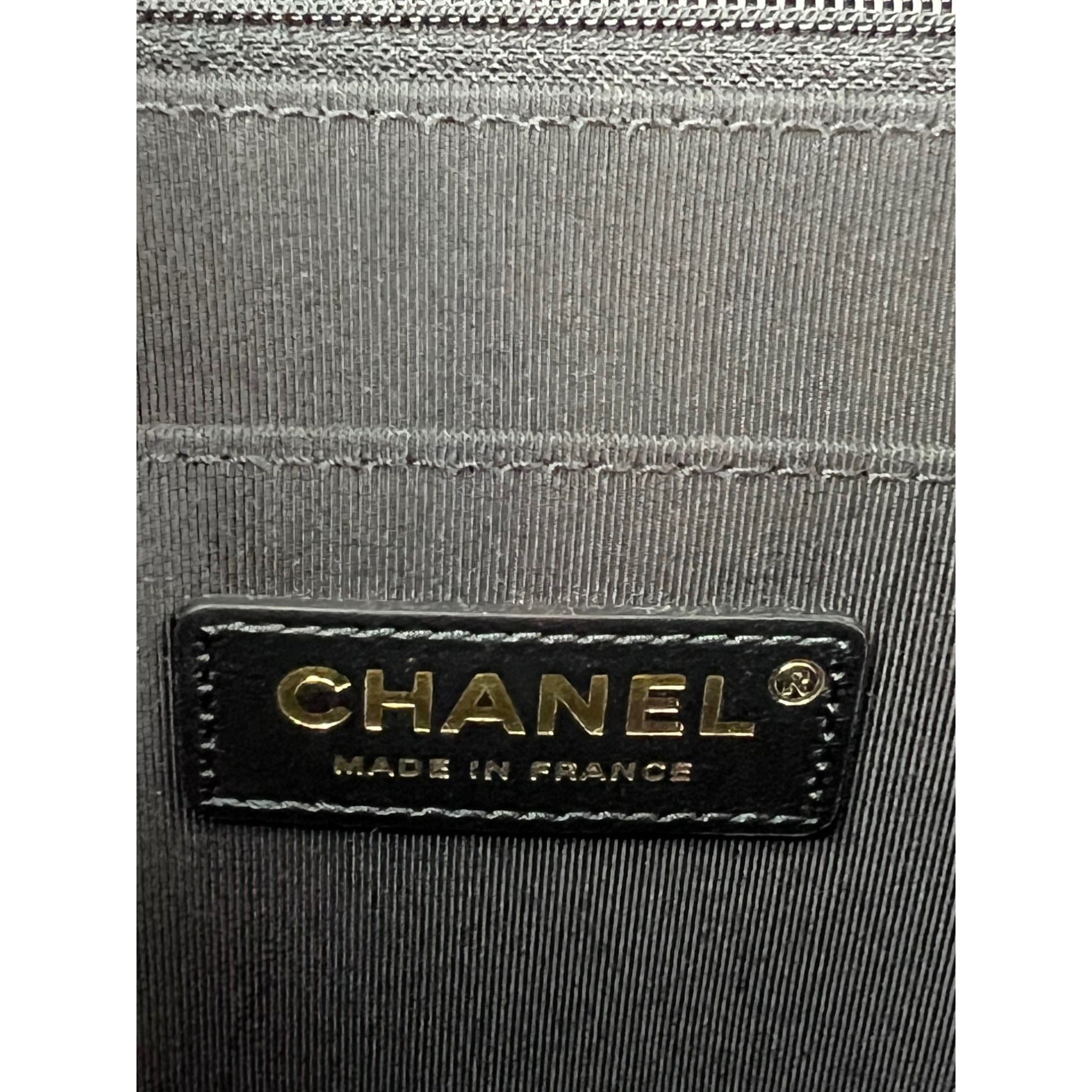 Chanel Calfskin Quilted Strap into Flap Black Burgundy Shoulder Bag