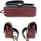 Túi đeo vai Chanel Calfskin Quilted Strap into Flap Black Burgundy