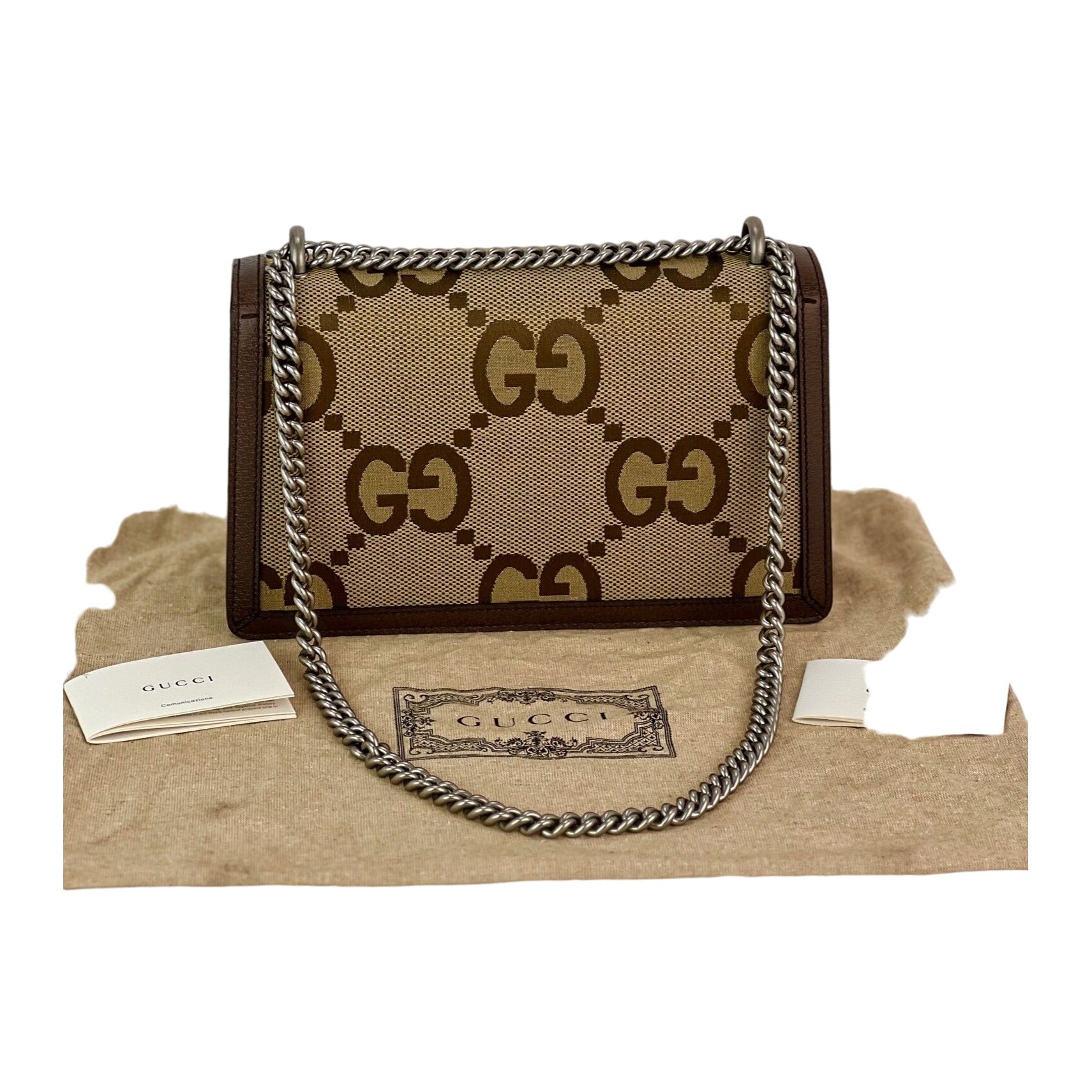 Túi đeo vai Gucci Dionysus cỡ nhỏ Jumbo GG Canvas màu be