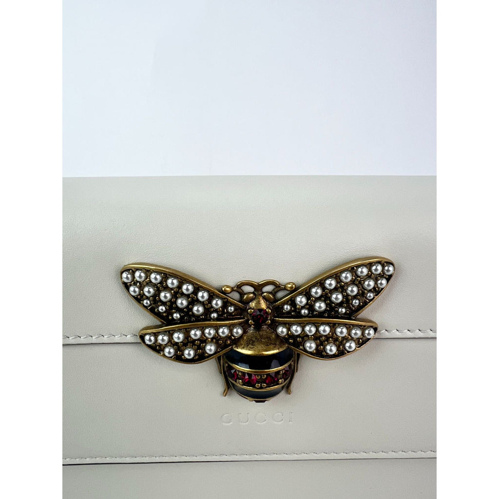 Ví Gucci Queen Margaret Bee kèm dây xích và ví cầm tay Mystic White