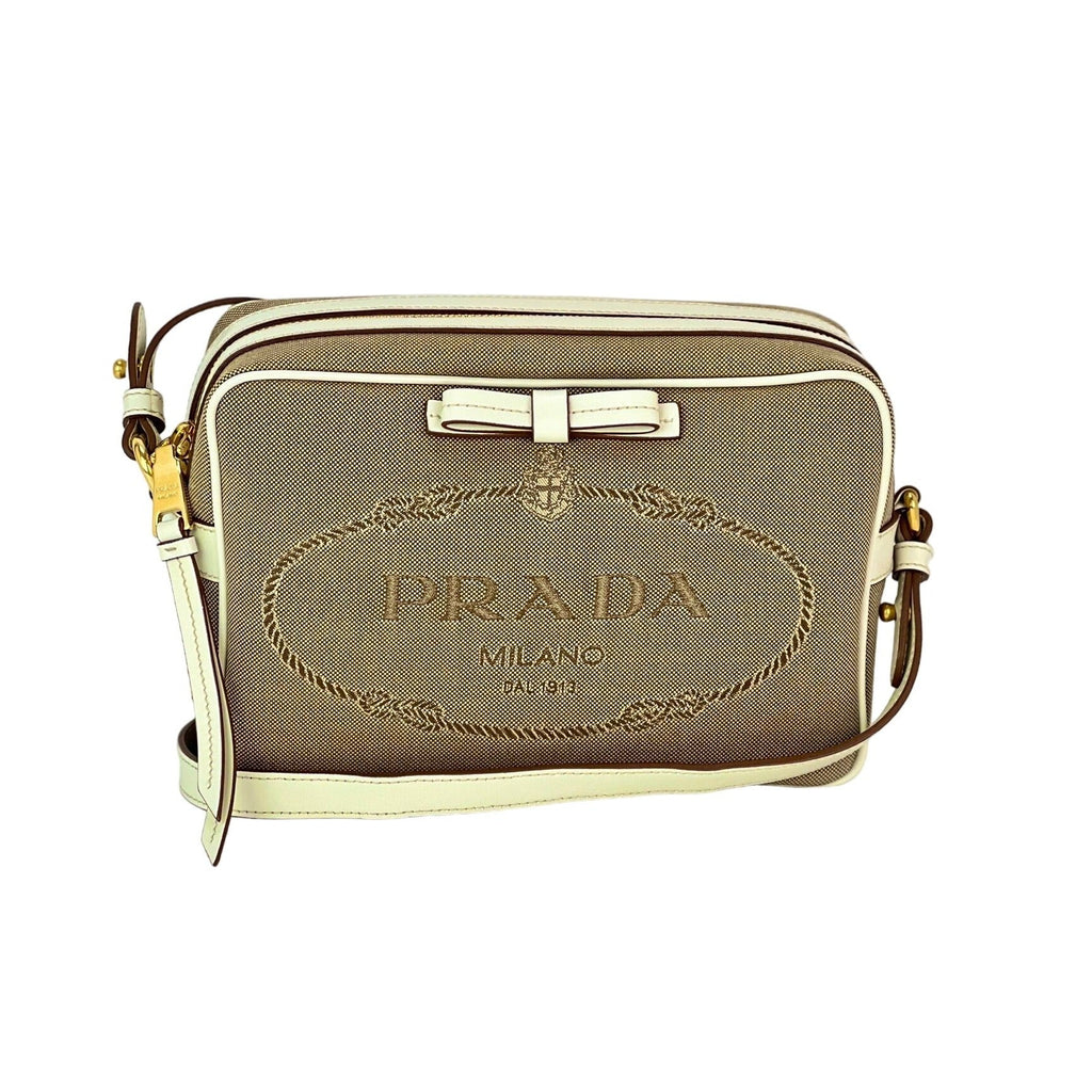 Túi đeo chéo máy ảnh vải kaki Prada