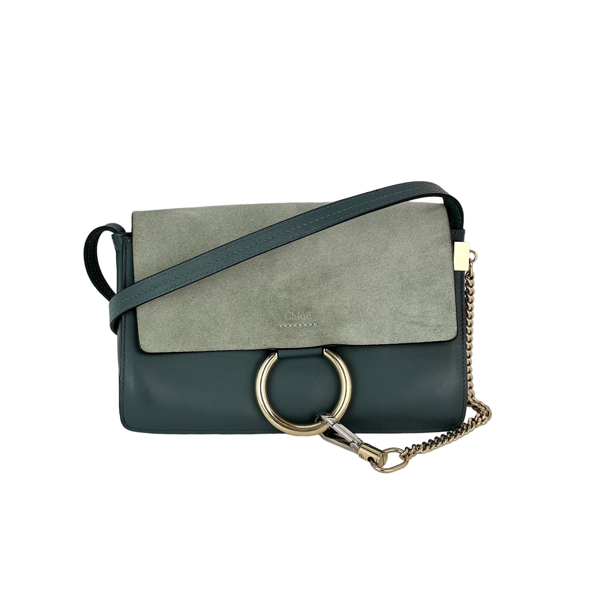 Túi đeo chéo Chloe Faye Chain Suede Leather Gray Blue