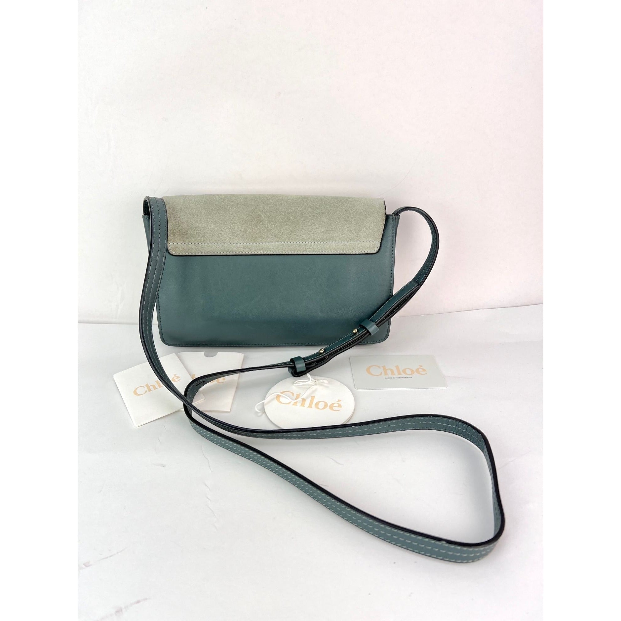 Túi đeo chéo Chloe Faye Chain Suede Leather Gray Blue