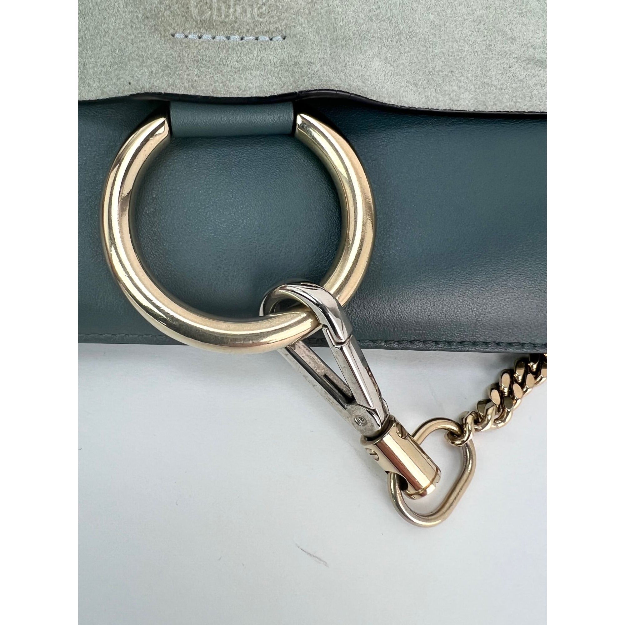 Túi đeo chéo Chloe Faye Chain Suede Leather Gray Blue