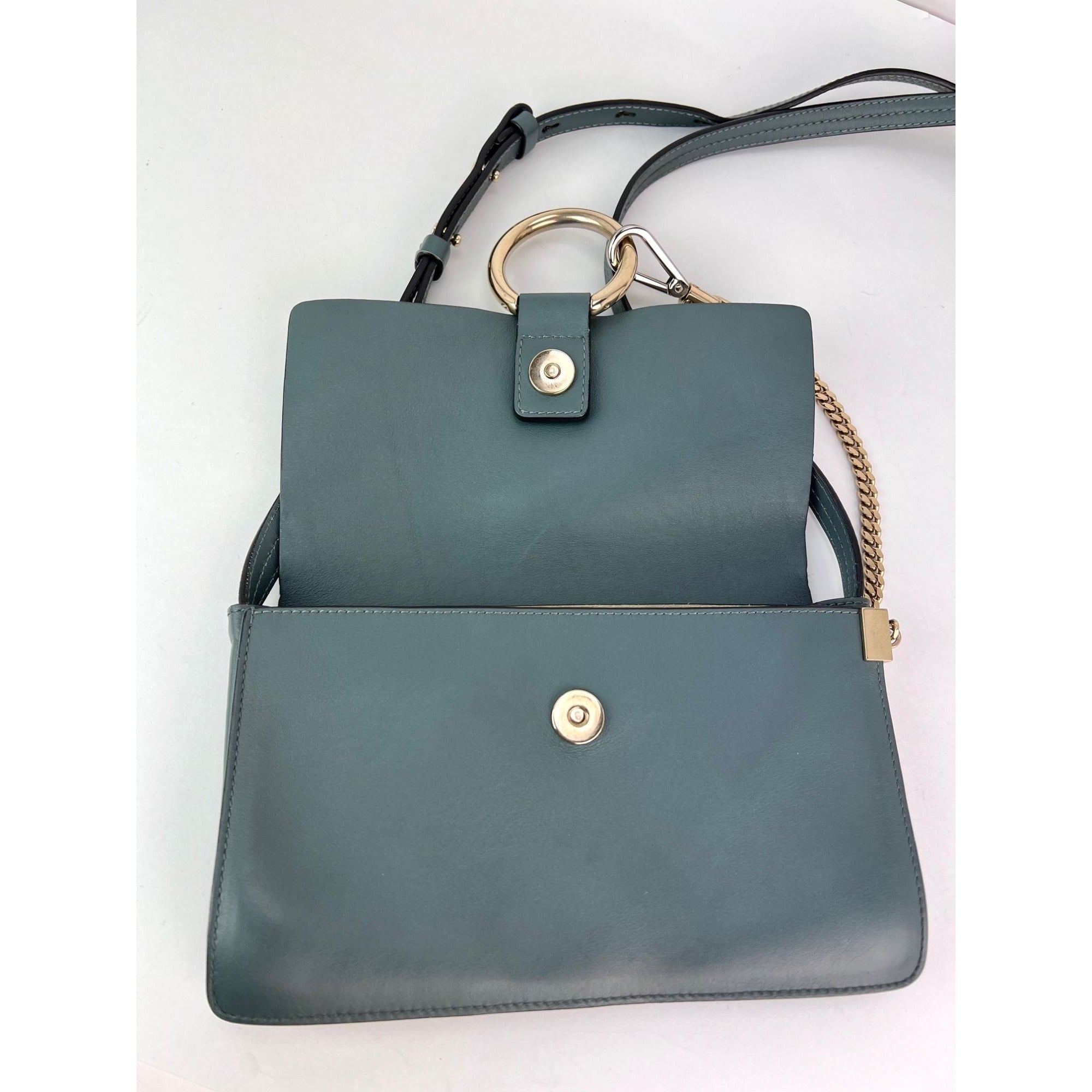 Túi đeo chéo Chloe Faye Chain Suede Leather Gray Blue