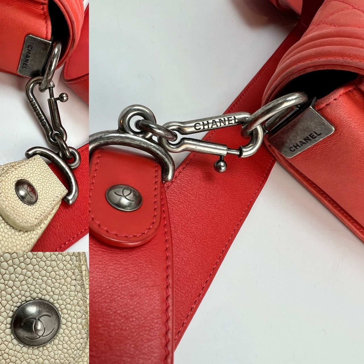 Túi Chanel Lambskin Quilted Medium Boy màu đỏ có nắp