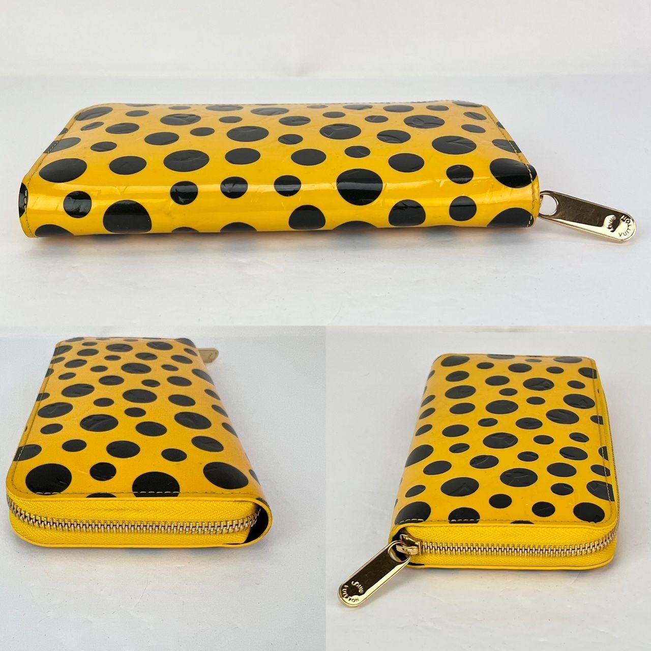 Ví Louis Vuitton Kusama Infinity Dots Zippy Leather Yellow Vernis Patent Leather