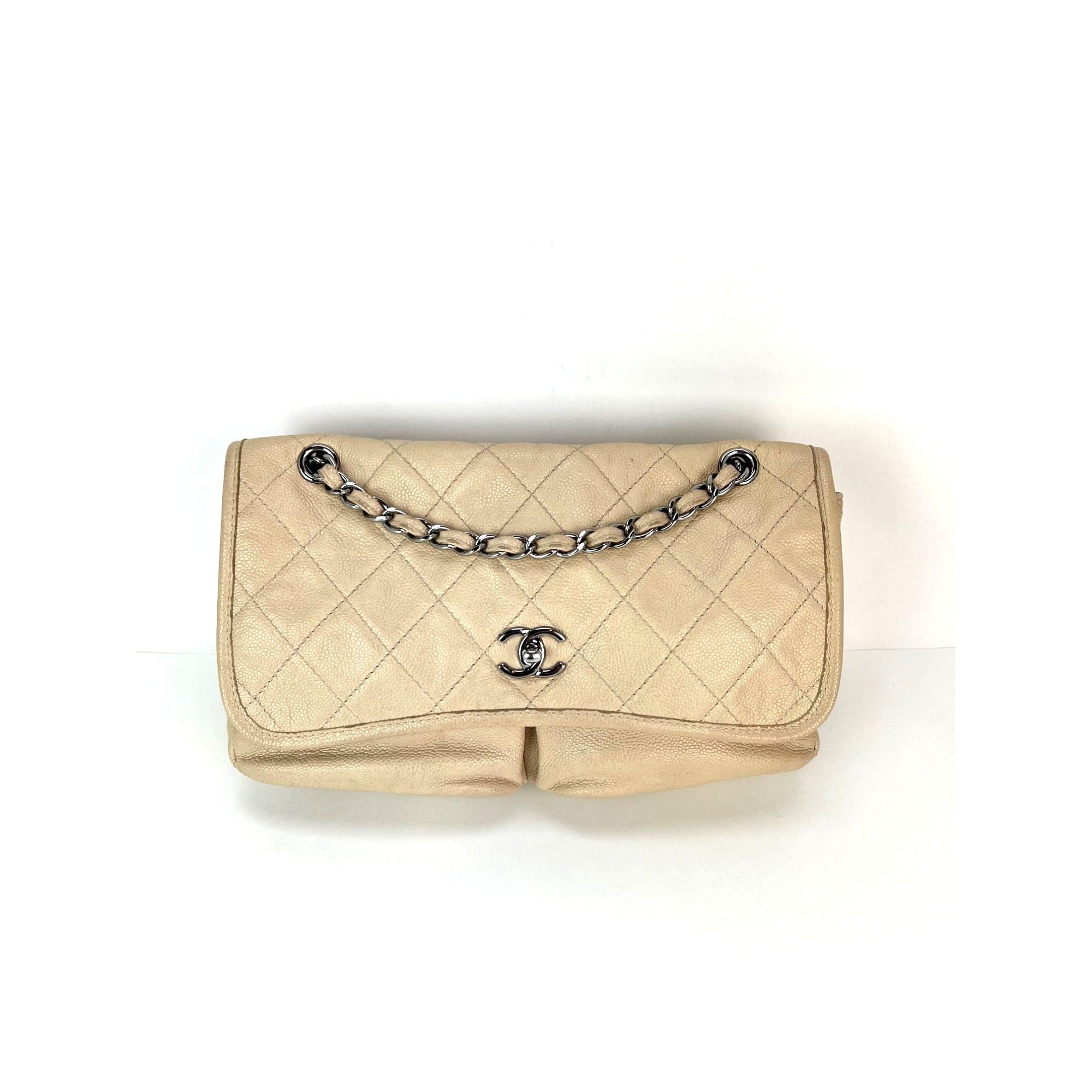 Túi Chanel Natural Beauty cỡ trung bằng da hạt màu be