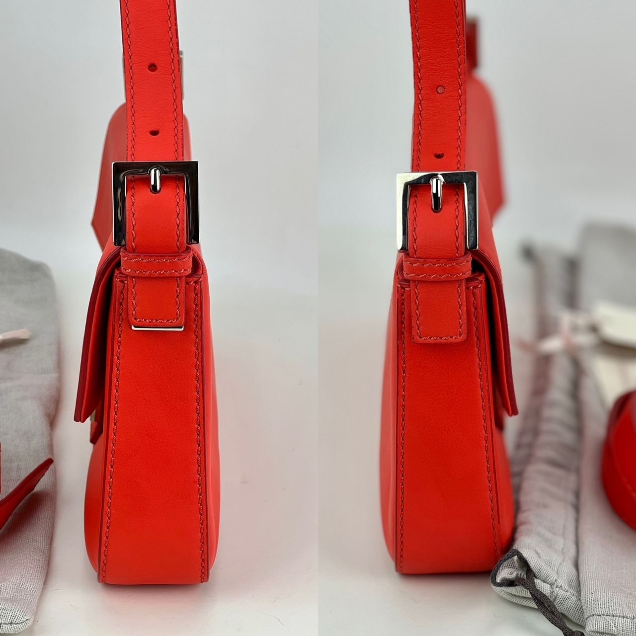 Túi đeo chéo vai Fendi Vitello Baguette Papavero