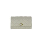 Túi cầm tay thắt lưng da trắng Caro Cannage của Christian Dior