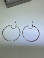 Zales 1/2 CT. T.W. Baguette and Round Diamond Alternating Hoop Earrings in 10K White Gold New