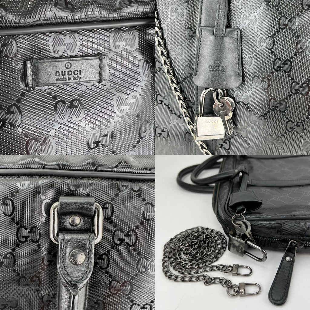 Túi xách Gucci Briefcase GG Imprime Coated Canvas Black Monogram Business Bag đã qua sử dụng