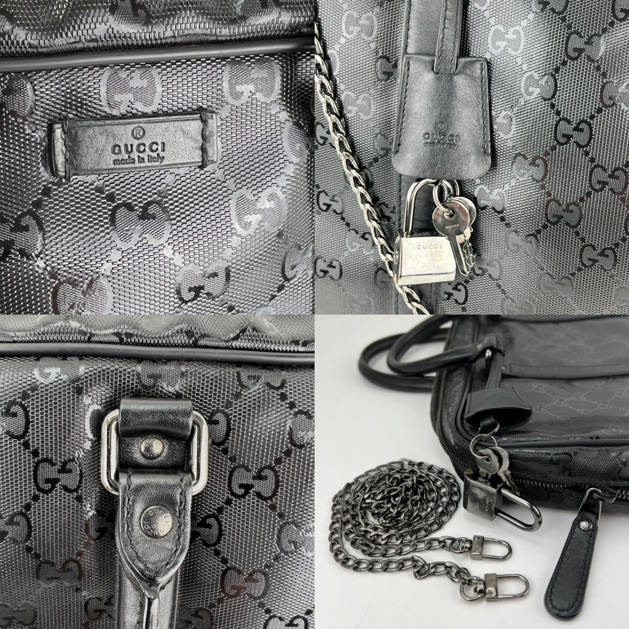 Túi xách Gucci Briefcase GG Imprime Coated Canvas Black Monogram Business Bag đã qua sử dụng