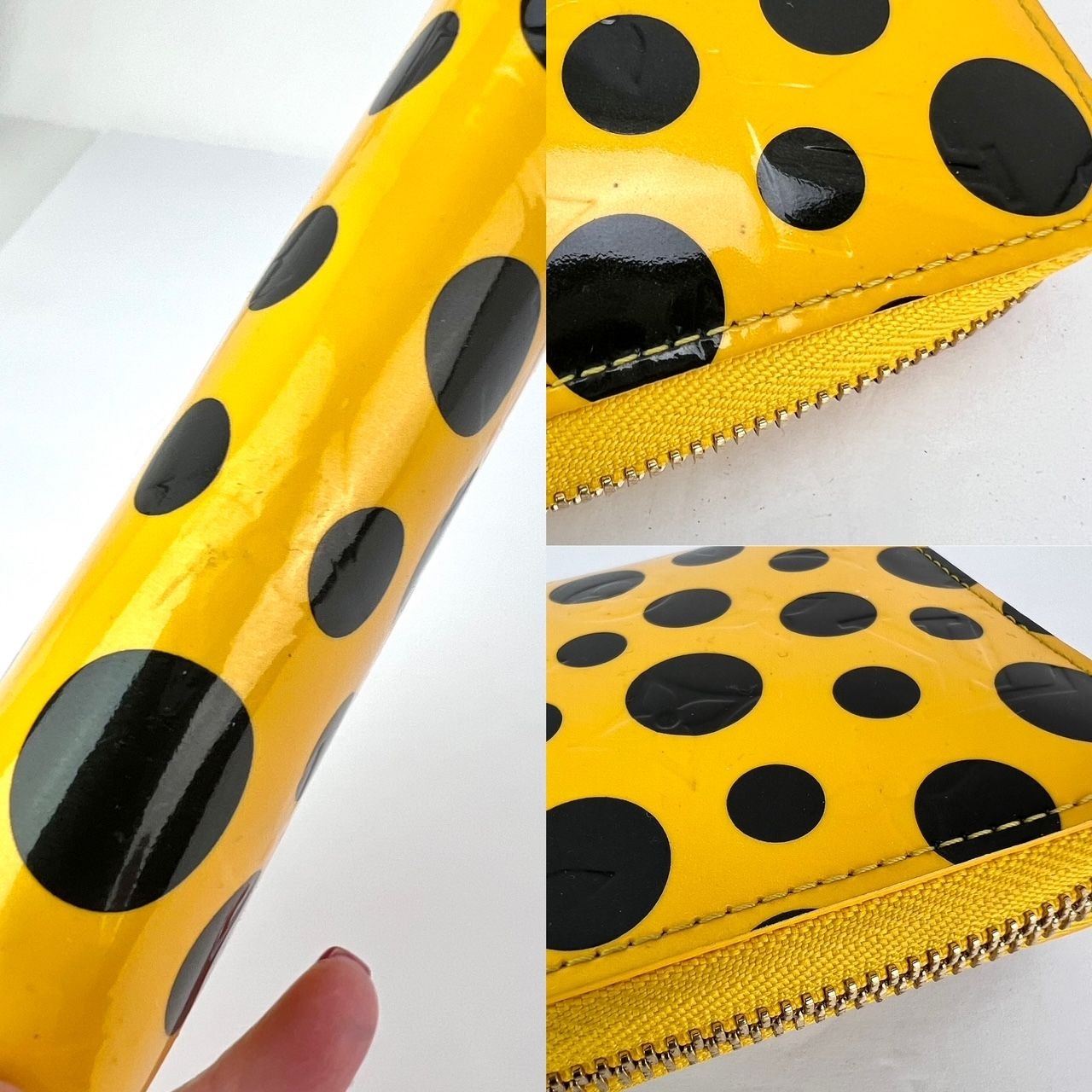 Ví Louis Vuitton Kusama Infinity Dots Zippy Leather Yellow Vernis Patent Leather