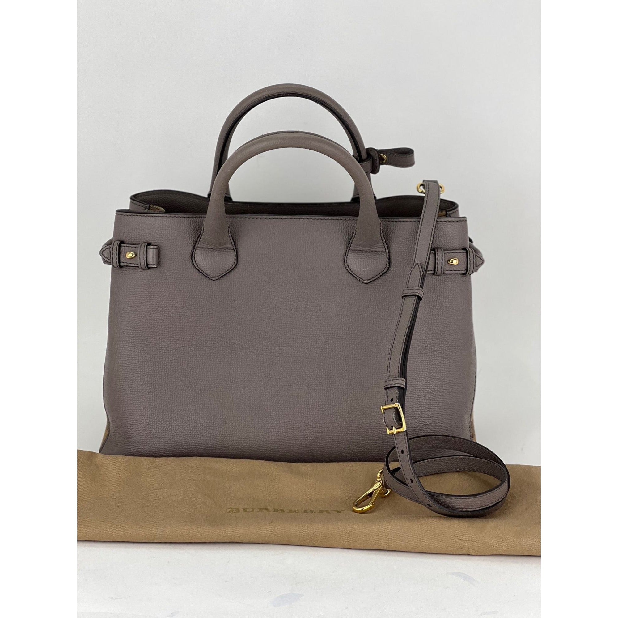 Túi xách tay vải canvas kẻ caro cỡ trung Burberry Banner House