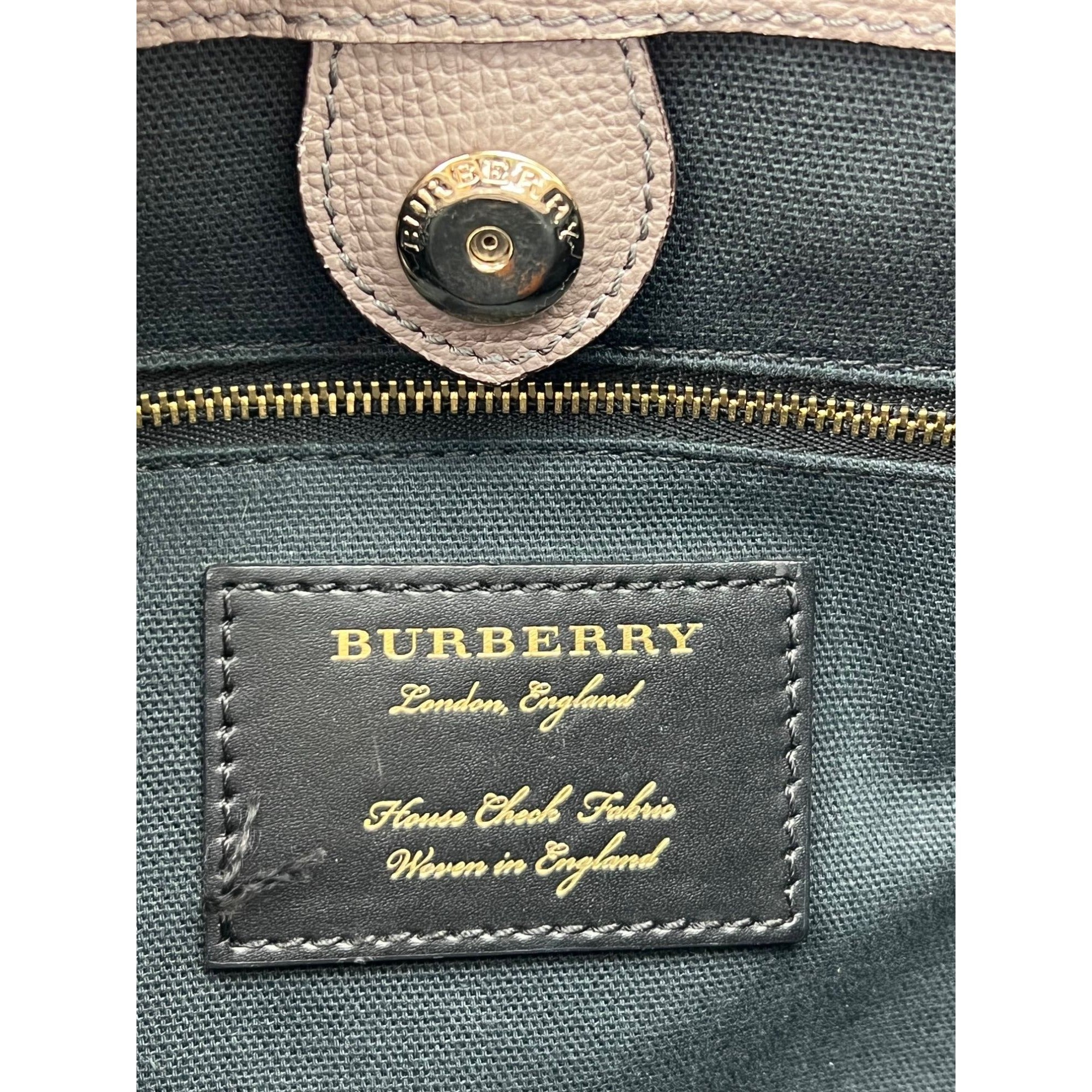 Túi xách tay vải canvas kẻ caro cỡ trung Burberry Banner House