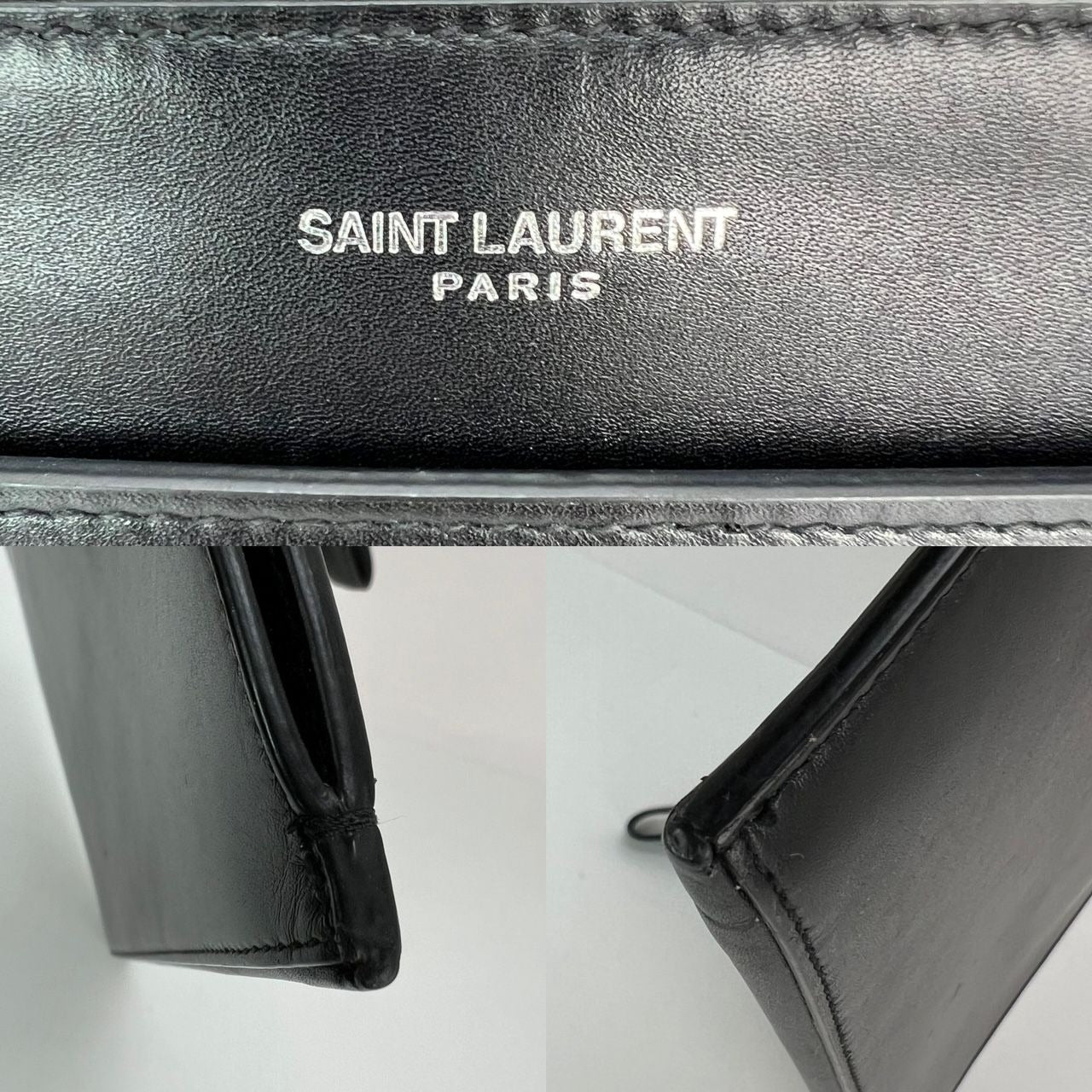 Túi đựng I-Pad bằng da trơn màu đen của Saint Laurent