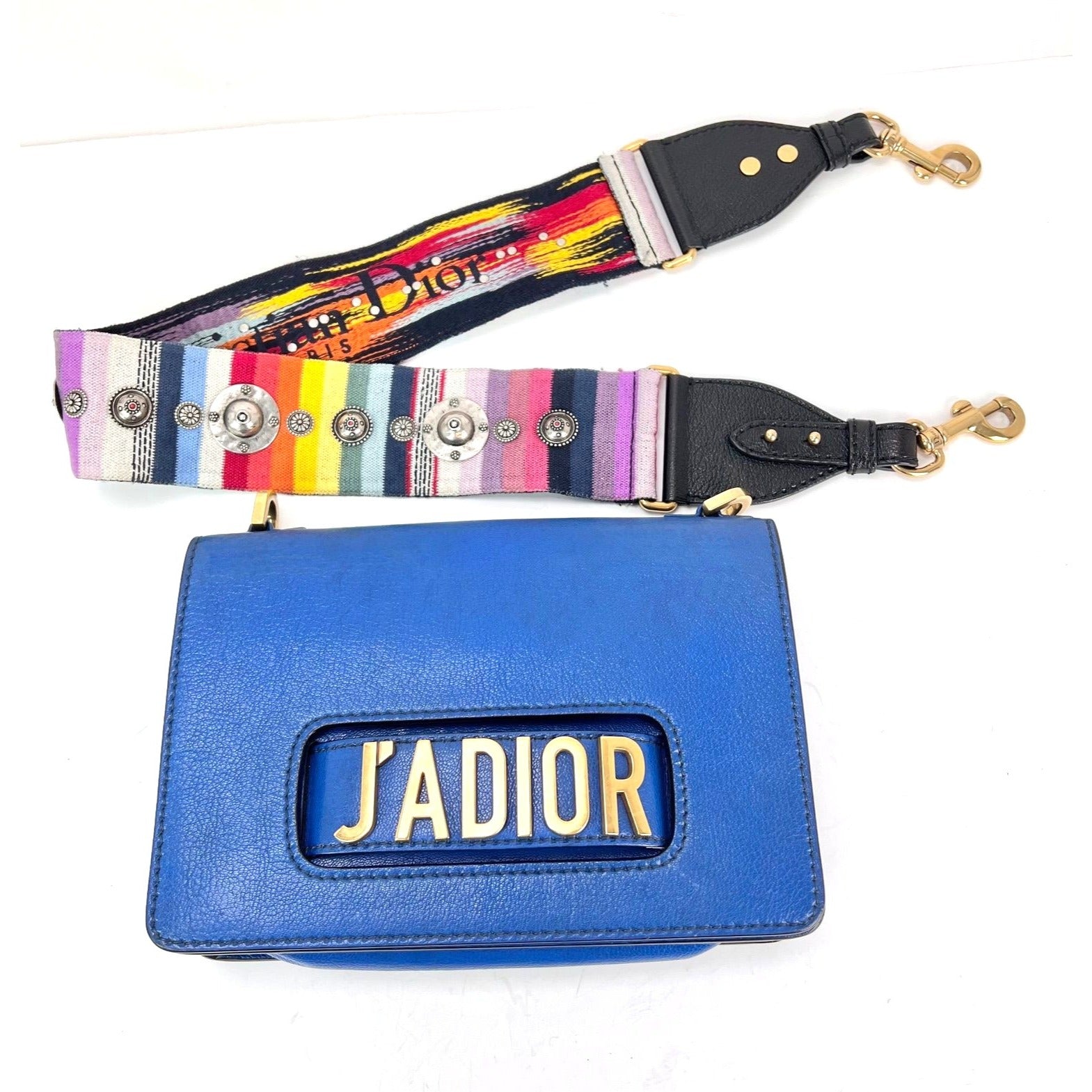 Túi đeo vai da nắp xanh Christian Dior CD J'ADIOR