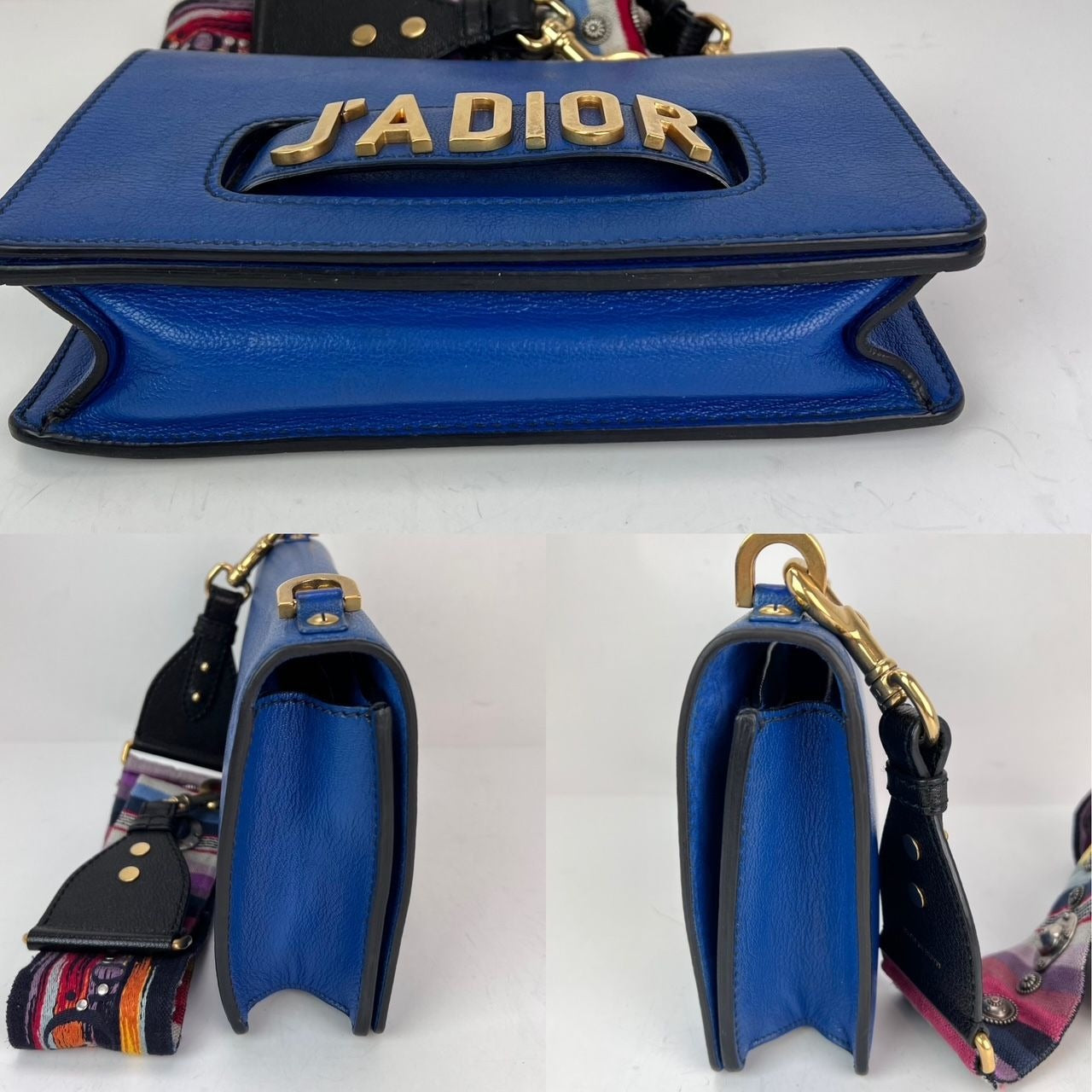 Túi đeo vai da nắp xanh Christian Dior CD J'ADIOR