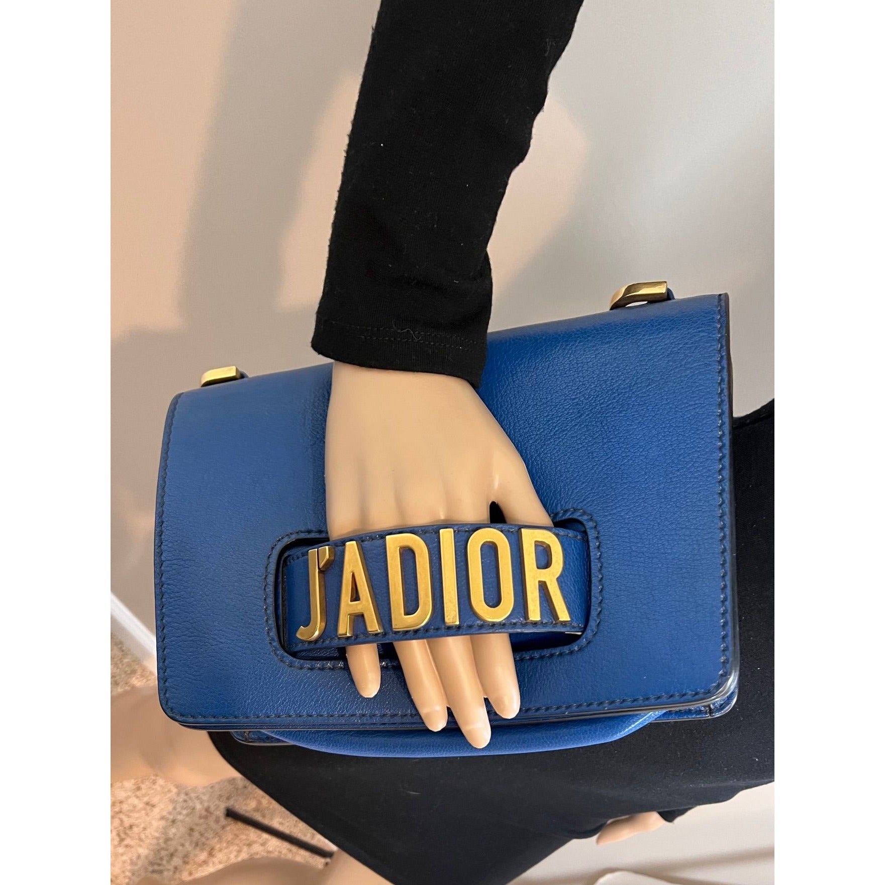 Túi đeo vai da nắp xanh Christian Dior CD J'ADIOR