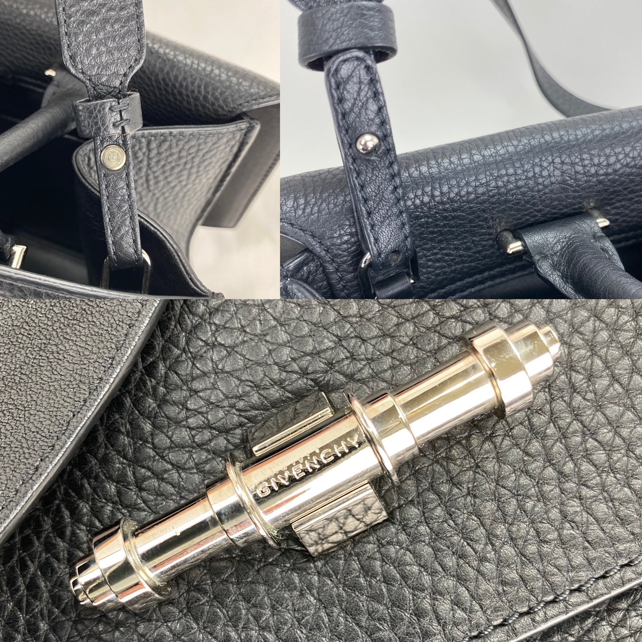 Túi xách tay Givenchy Obsedia Medium Flap Black Pebbled Calfskin Satchel