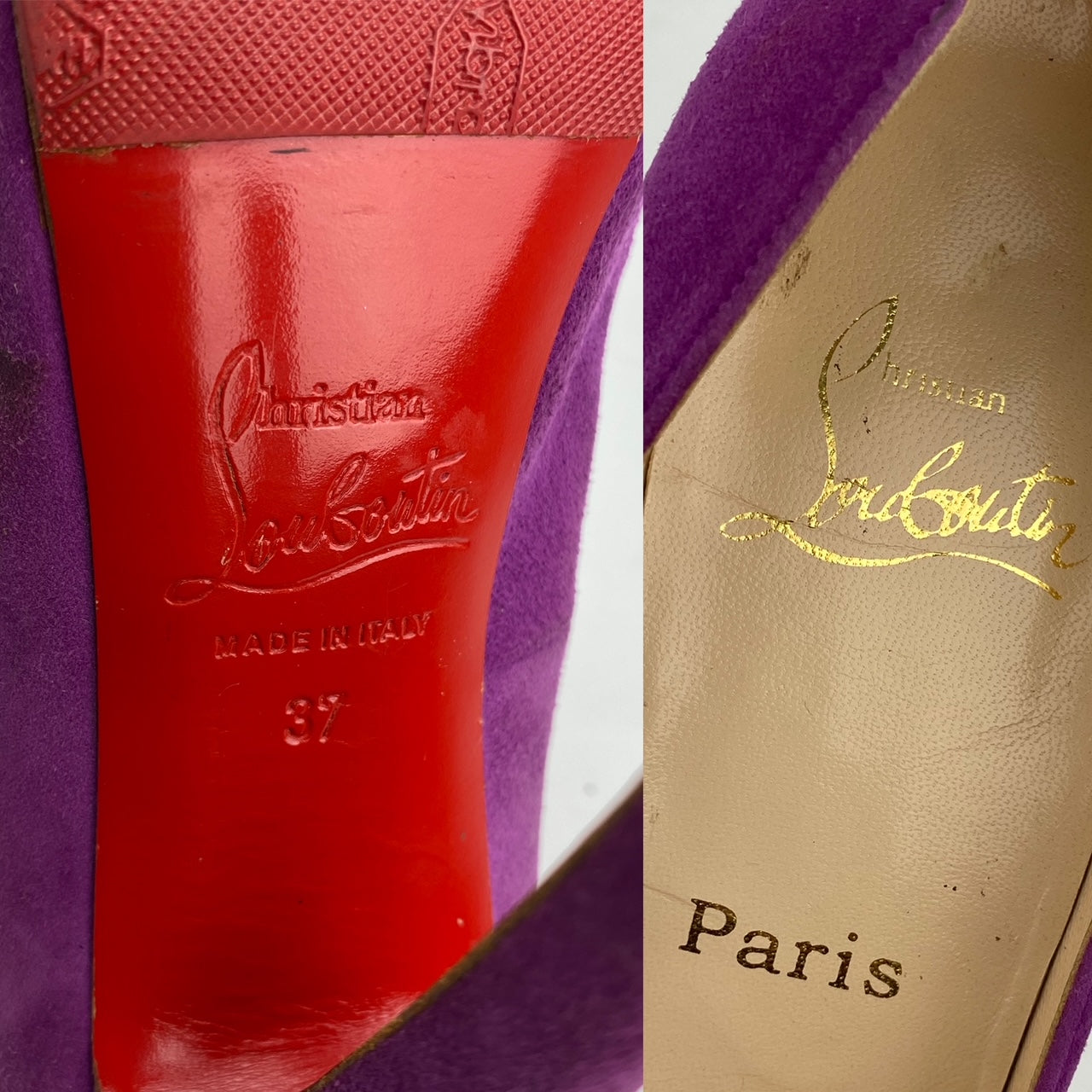 CHRISTIAN LOUBOUTIN Suede Purple Pumps Heels SZ 37 / Us 7