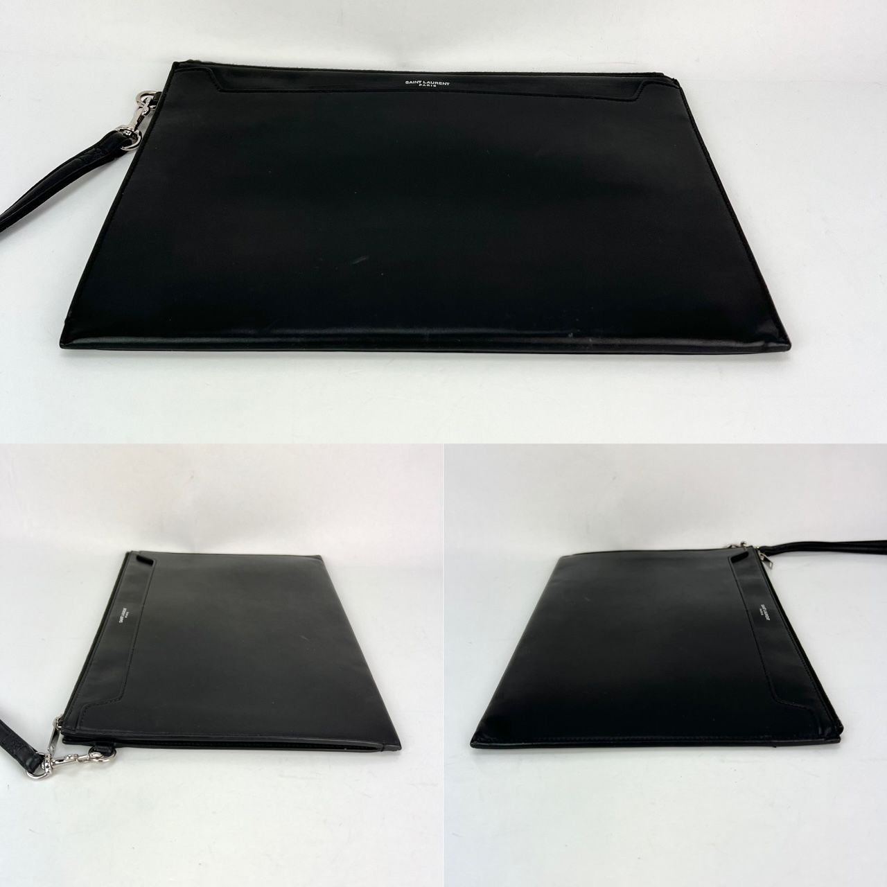Túi đựng I-Pad bằng da trơn màu đen của Saint Laurent