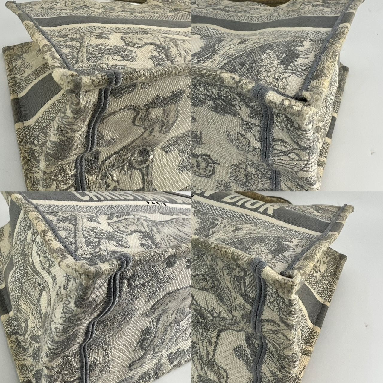 Túi tote thêu Christian Dior Book Grey cỡ trung