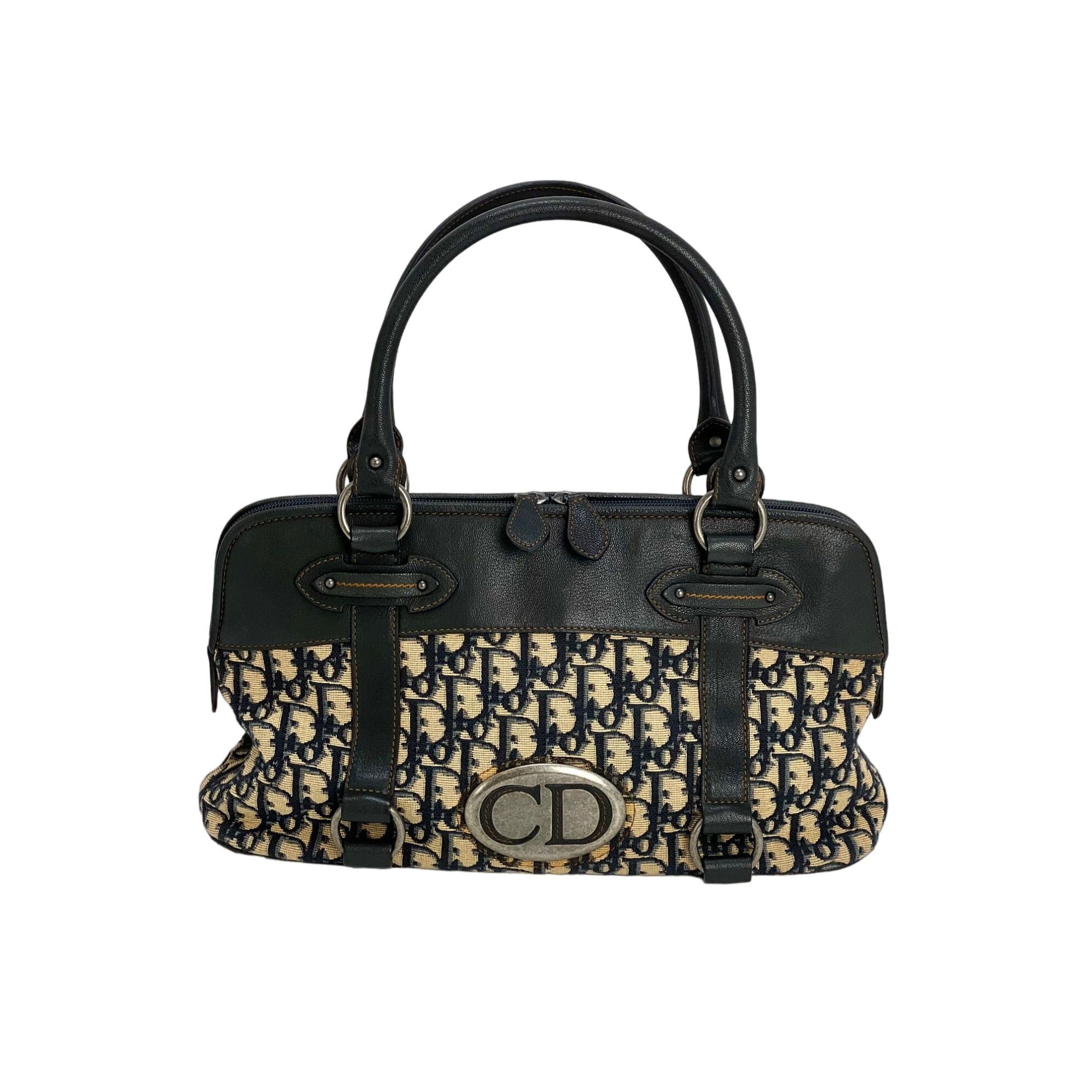 Túi xách vải canvas xanh CHRISTIAN DIOR Monogram Trotter CD