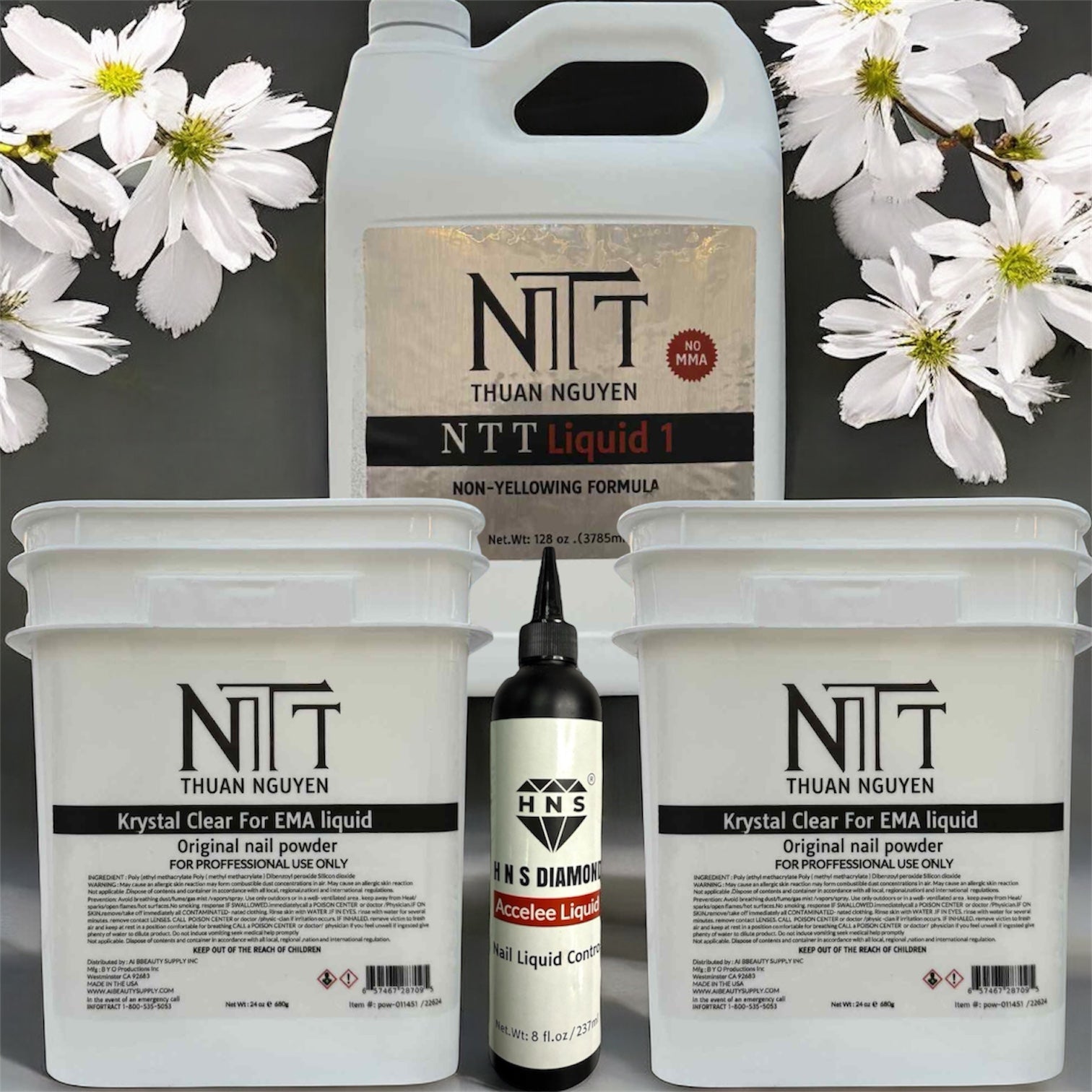 Combo M08: 2x NTT Krystal Clear Powder For EMA Liquid + 1x NTT Liquid + 1x HNS Diamond Accelee Liquid