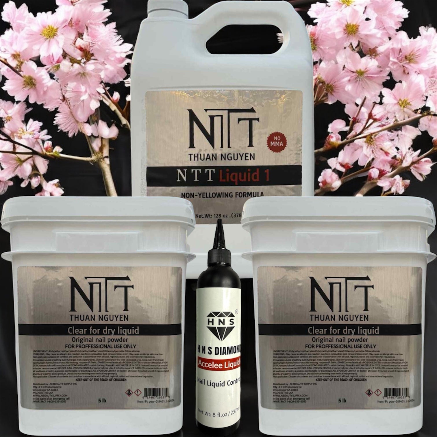 Combo M05: 2x NTT Clear Powder For Dry Liquid + 1x NTT Liquid + 1x HNS Diamond Accelee Liquid