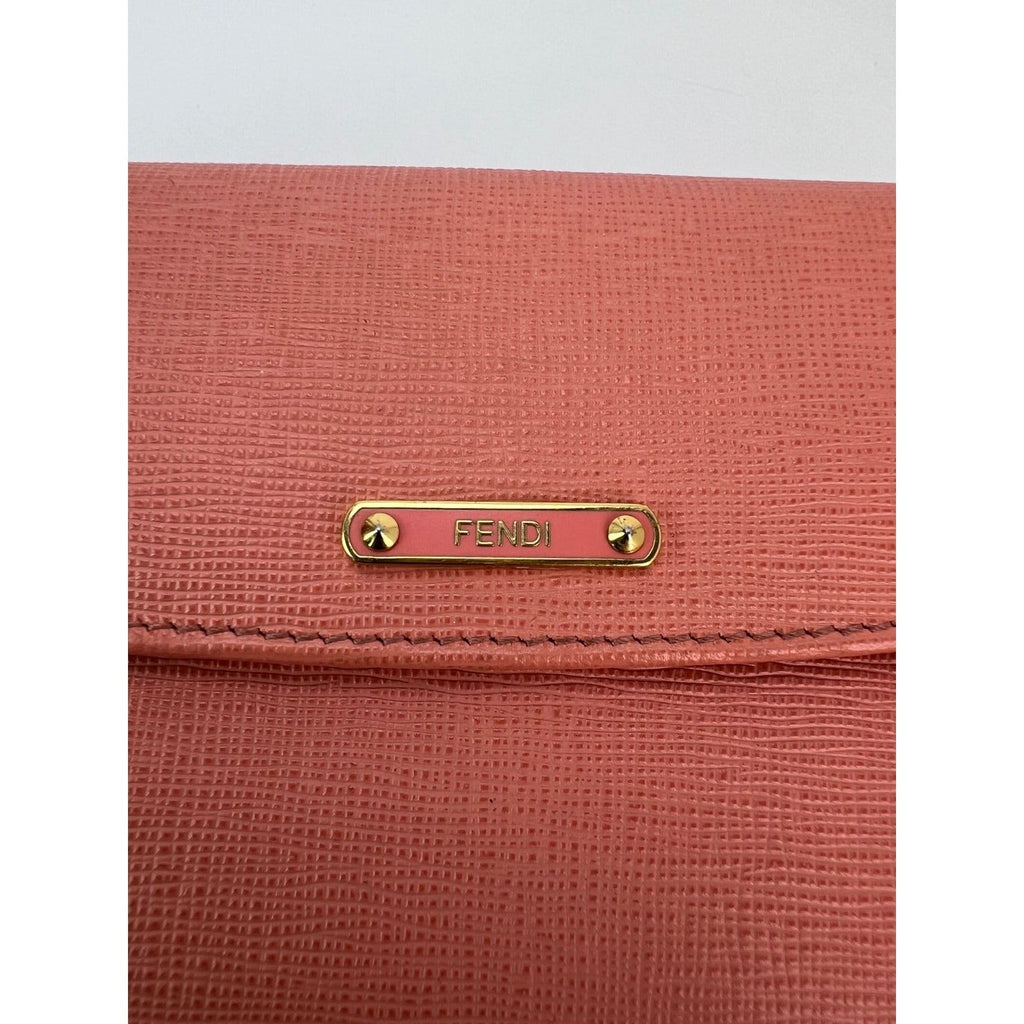 Fendi Continental Pink Leather Wallet Clutch