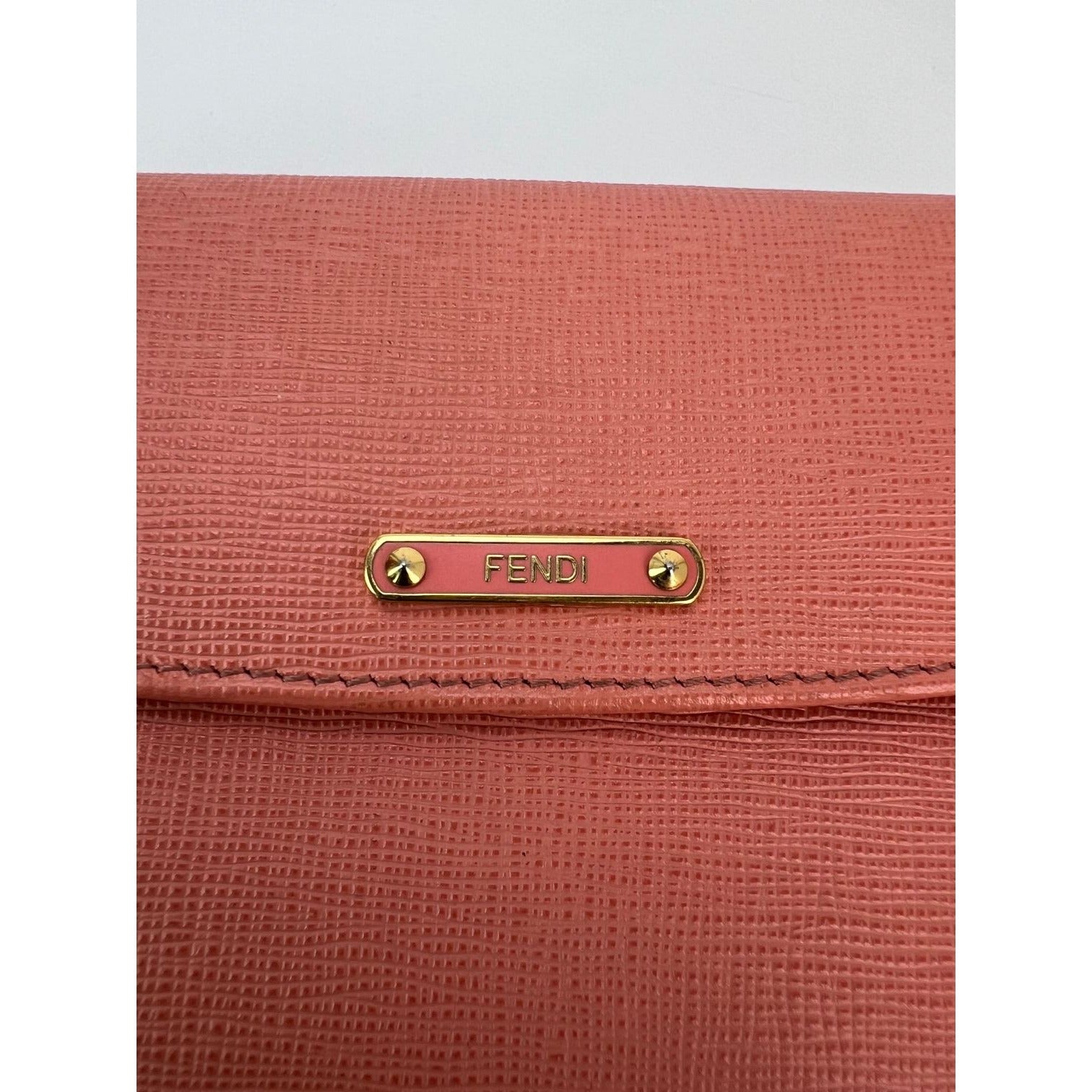 Fendi Continental Pink Leather Wallet Clutch