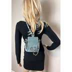 Chloe Blue Faye Mini Suede and Leather Backpack Bag