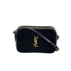 Túi đeo chéo da lộn màu đen YVES SAINT LAURENT Lou Camera Matelasse