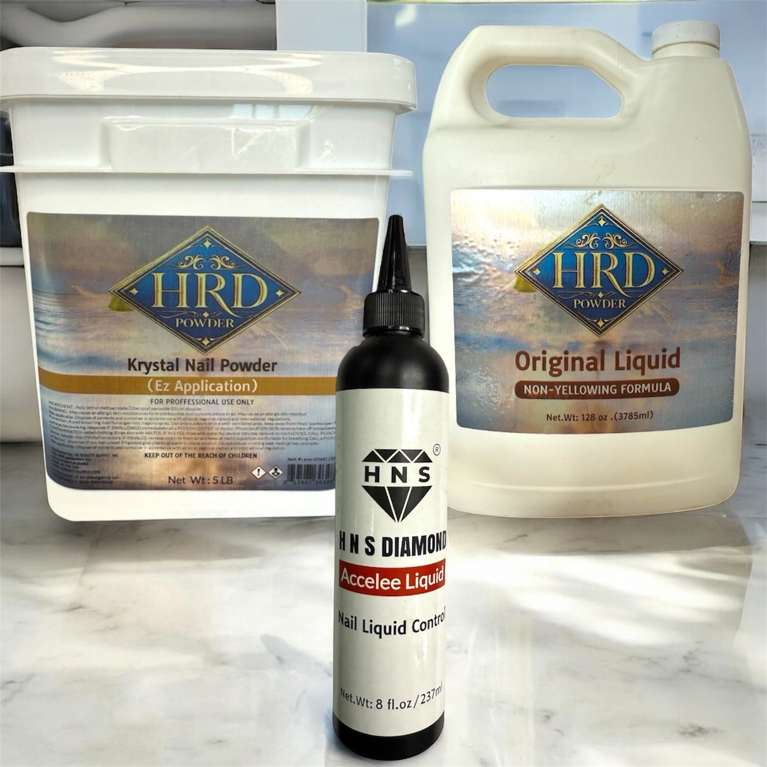 Combo M02: 1x HRD Original Liquid 1 Gallon + 1x HRD Krystal Powder 5lbs + 1x HNS Diamond Accelee Liquid 8fl.oz