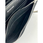 Túi đeo vai đính đá lấp lánh màu đen BALENCIAGA Hourglass Wallet On Chain