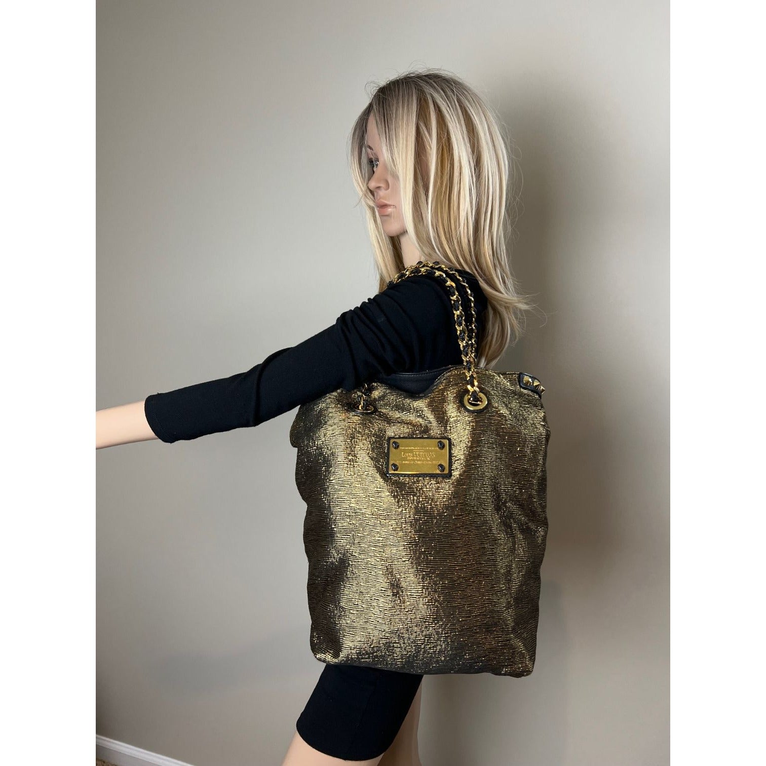 Túi Louis Vuitton Metal Jacquard double Jeu Soft Gold Tote