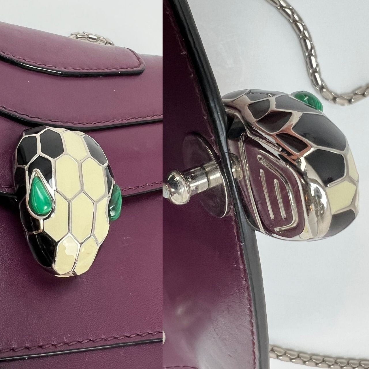Túi đeo chéo Bvlgari Calfskin Small Serpenti Forever Snake Plum