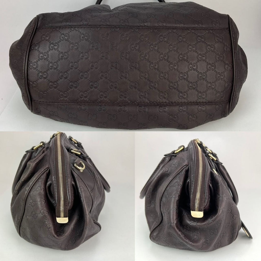 Túi đeo vai Gucci Sukey Medium Boston Guccissima Brown Leather