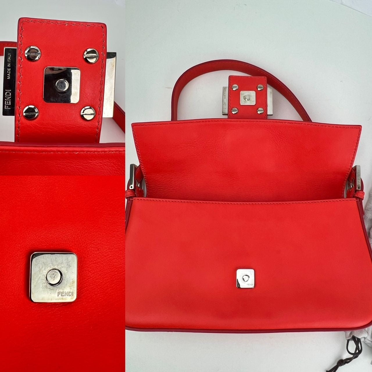 Túi đeo chéo vai Fendi Vitello Baguette Papavero
