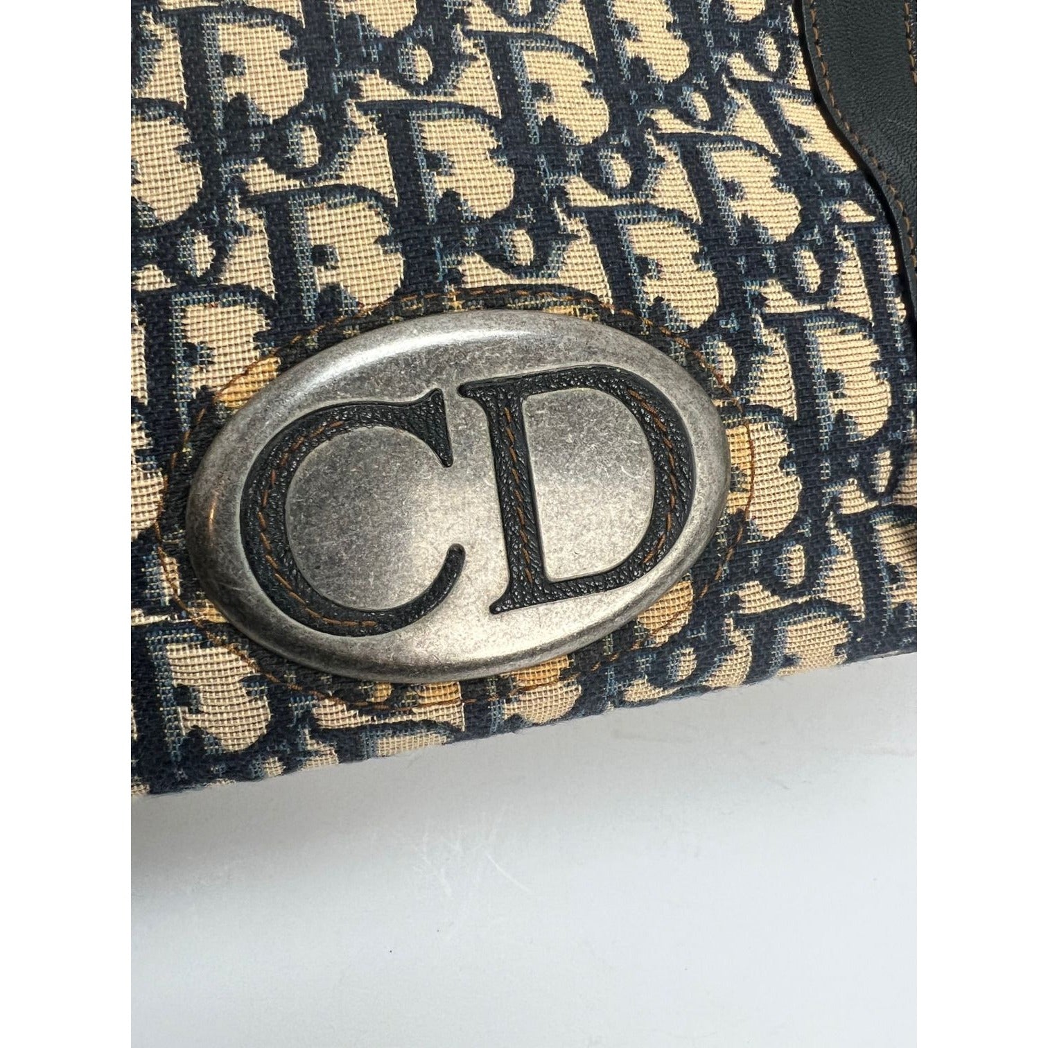Túi xách vải canvas xanh CHRISTIAN DIOR Monogram Trotter CD