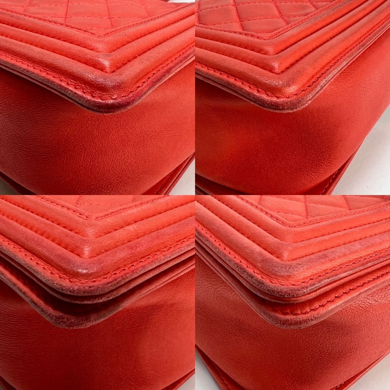 Túi Chanel Lambskin Quilted Medium Boy màu đỏ có nắp