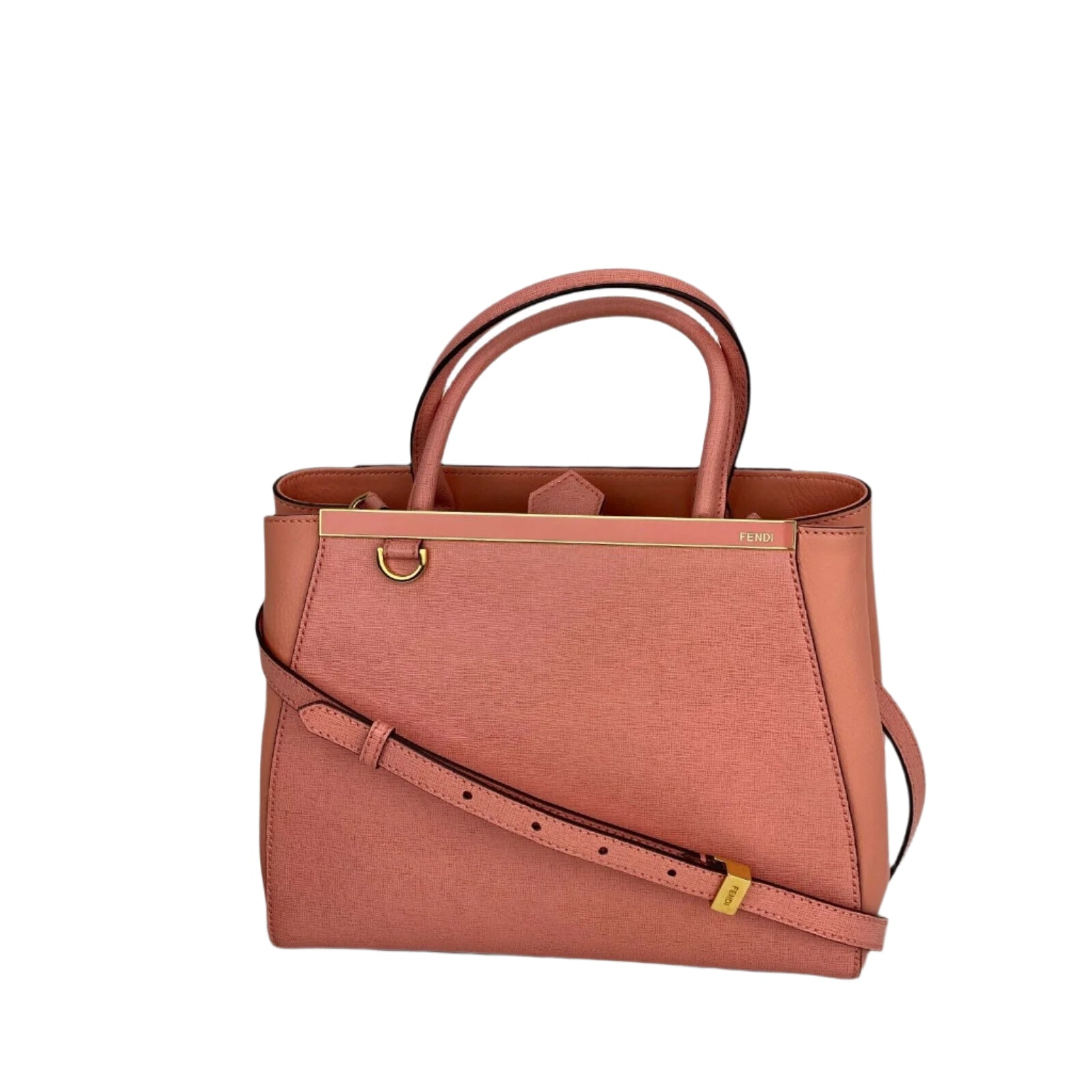 Túi đeo chéo Fendi Vitello Elite Flamingo Petite 2Jours Pink Tote Shoulder Crossbody Bag