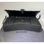 Túi đeo vai đính đá lấp lánh màu đen BALENCIAGA Hourglass Wallet On Chain